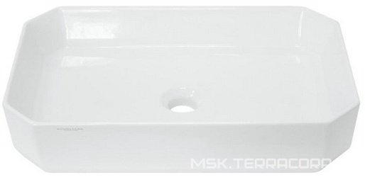 Раковина накладная Line 56x36 см, БЕЗ отверстия под смеситель, (скошенные углы), белая