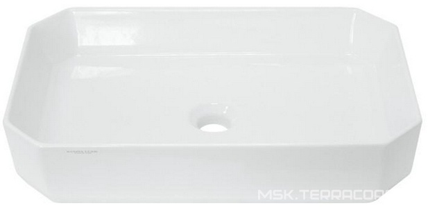 Раковина накладная  56x36 см, БЕЗ отверстия под смеситель, (скошенные углы), белая Sanita Luxe Line WB.CT/Line/55-N/WHT.G/S1 / (LINSLWB01)