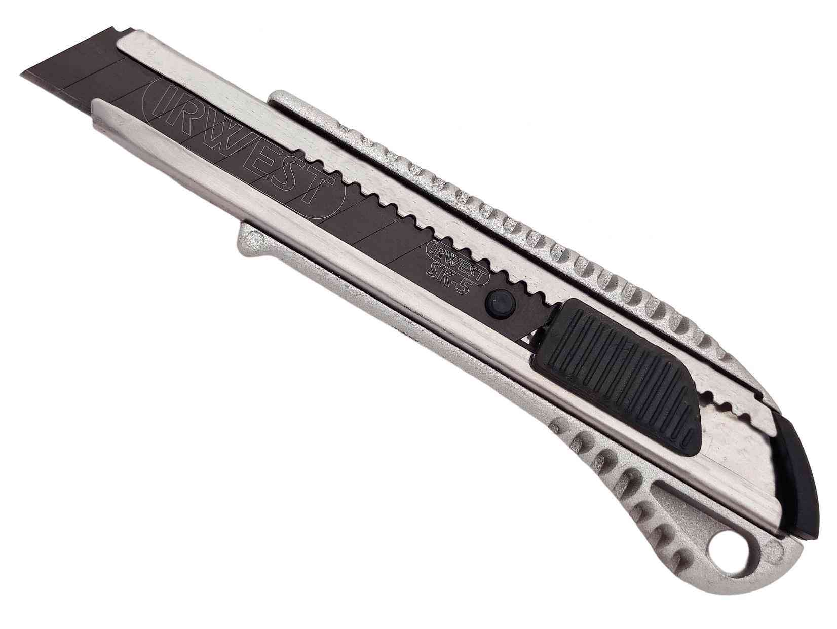 Нож строительный мет.18мм. Лезвие SK5 BLACK.  (арт 15500)