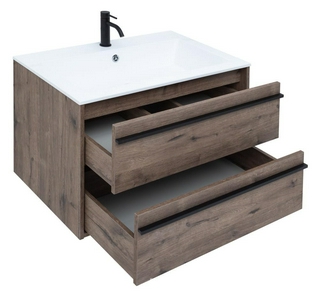 Тумба под раковину  80 см, 2 выдвиж. ящика, цвет Дуб Веллингтон (без раковины арт.270158) Aquanet Lino 253912