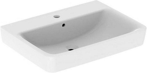 Раковина 650х480хh100мм, с 1 отв.д/смесит., с переливом, (без креплений),  ZZ Geberit Renova Plan 501.640.00.1