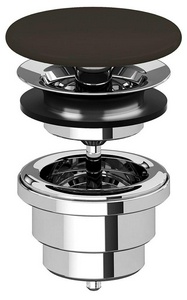 Пробка для сливного отверстия раковины, нажимная, "Click-Clack", G 1 1/4, для раковины / биде, (цв.хром / Lavagna), Ceramica Cielo ZZ Ceramica Cielo Универсал PIL01 (LV) Lavagna