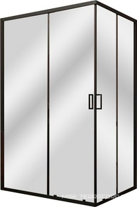 Душевой угол Veconi -14 Арт.14-10090-01-C5, двери раздвижные, cтекло прозрачное/6мм, профиль чёрный матовый,  ZZ Veconi RV RV14-10090-01-C5