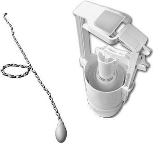 Механизм смыва с цепочкой смыва и пластиковой ручкой (цв.хром), для "Высокого" бачка унитаза, Kerasan ZZ Kerasan Универсал 7545 90