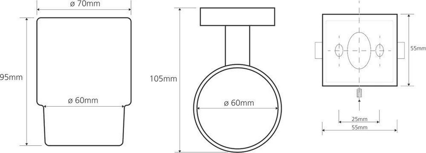 Стакан для зубных щеток настенный 70x95x105мм (цв.хром)  ZZ Bemeta Beta 132110012