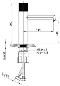 Смеситель для раковины, без д/к, (цв.черный матовый),  ZZ Vincea Desire VBF-1D3MB