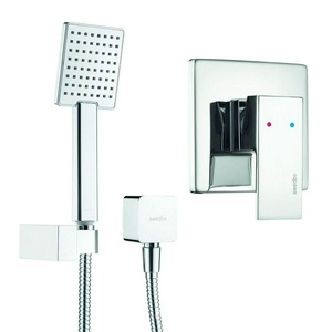 Душевой набор: смеситель встраив. в стену с внутр.частью, ручной душ, шланг 1,75м, кронштейн, шланговое подсоединение, (цв.хром), Platta ZZ Swedbe platta 5534
