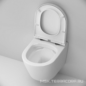 Унитаз подвесной , безободковый, в комплекте с сиденьем микролифт AMPM Sense C741701SC