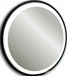 Зеркало кругое 77х77 см, c металлической рамой и подсветкой, черное, ZZ Aquanika Metallica AQM7777RU150
