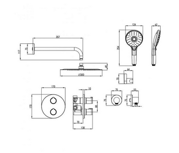 Смеситель термостатический для душа, встраиваемый, с внутренней частью в компл., цв.хром Lemark Yeti LM7829C