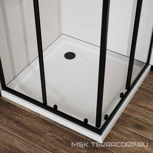 Душевой уголок 900х900х1950мм, квадрат, (стекло прозрачное 5мм, фурн.цв.черный),  ZZ Vincea City VSS-5CT900CLB