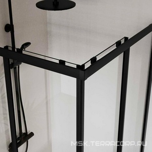 Душевой уголок 900х900х1950мм, квадрат, (стекло прозрачное 5мм, фурн.цв.черный),  ZZ Vincea City VSS-5CT900CLB