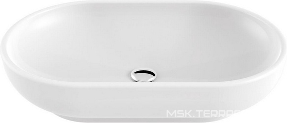 Раковина-чаша накладная Mina 60x40 см, БЕЗ отверстия для смесителя, белая KL