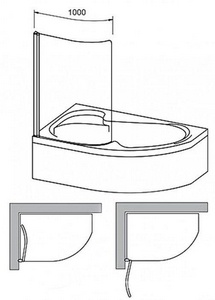 Шторка для ванны  ROSA 160/170 R, одноэлементная, правая, профиль хром блестящий, стекло прозрачное  ZZ Ravak CVSK1 7QRS0C00Y1
