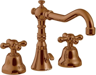 Cмеситель для раковины на 3 отв., Высокий излив, с д/к, (цв.состаренная бронза), Romantica ручки, Ponte Vecchio KL