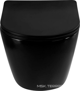 Унитаз подвесной, безободковый, 36х48м, сиденье с микролифтом, крепеж в компл., (цв.черный матовый),  ZZ Art & Max Ovale AM011CHR-MB/SC