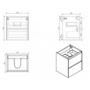 База под раковину подвесная с двумя выдвижными ящиками, 492х394хh535мм, без раковины, (цв.Stone),  ZZ BelBagno Pietra Mini PIETRA MINI-500-2C-SO-PT