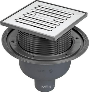 Трап для душа, выпуск в пол d50мм, гидрозатвор сухой/мокрый, решетка нерж сталь 150х150мм, Bettoserb ZZ Bettoserb Универсал 14702510