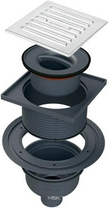 Трап для душа, выпуск в пол d50мм, гидрозатвор сухой/мокрый, решетка нерж сталь 150х150мм, Bettoserb ZZ Bettoserb Универсал 14702510