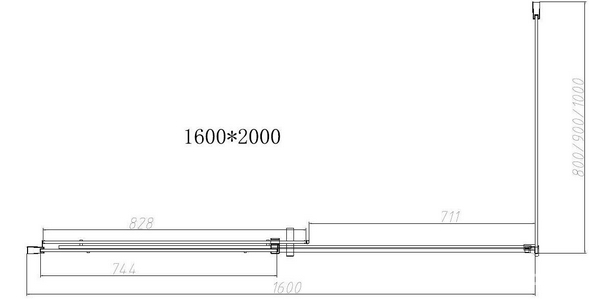 Душевой уголок 1600х900хh2000мм, прямоуг., правый/левый, (стекло прозрачное 8мм Easy Clean, фурн.цв.хром),  ZZ Vincea Dice VSR-4D9016CL