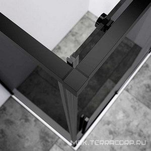 Душевой уголок 1400х900хh2000мм, прямоуг., правый/левый, (стекло тонированное 6мм Easy Clean, фурн.цв.черный матовый),  ZZ Vincea Slim-N VSR-4SN9014CGB