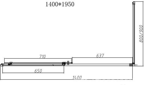 Душевой уголок 1400х900хh2000мм, прямоуг., правый/левый, (стекло тонированное 6мм Easy Clean, фурн.цв.черный матовый),  ZZ Vincea Slim-N VSR-4SN9014CGB