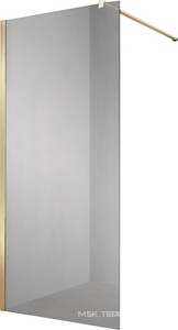 Душевая перегородка 1000хh2000мм, правая/левая, (стекло прозрач.8мм, поперечн. укорачиваемый кронштейн 1200мм, фурнит.цв.золото матовое),  ZZ Vincea Walk-In VSW-1H100CLG