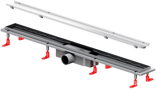 Душевой трап (лоток) 90 AM.PM PrimeFlow W02SC-U11-090-04SB комбинированный затвор со стальной матовой решеткой под плитку ZZ AMPM Универсал W02SC-U11-090-04SB