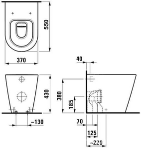 Чаша напольного унитаза 37х54,5см, (Без бачка арт. 8.2866.1 и сиденья арт. 8.9133.1), крепл. в компл., Kartell ZZ Laufen Kartell by laufen 8.2333.1.000.000.1