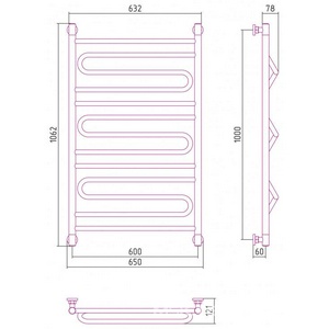 Полотенцесушитель "+"1000х600 мм, Н.Г. подключ. 3/4, комплектующие в комплекте, цвет белый, ZZ Сунержа Элегия 12-0205-1060