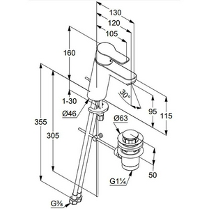 Смеситель для раковины, с донным клапаном, цв.белый XX Kludi Pure&Easy 372909165