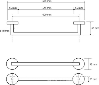 Полотенцедержатель 655мм, (цв.черный матовый),  ZZ Bemeta Dark 104204040