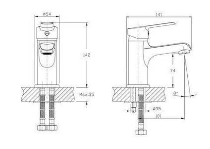Смеситель для раковины, без донного клапана, хром ZZ Rush Victoria 
VI7135-11