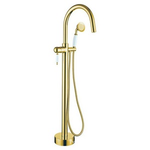 Смеситель для ванны, напольный, однорычажный, с душевым гарнитуром, цв.золото ZZ Boheme Medici 289