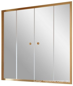 Шторка на ванну , 180x140 см, раздвижная, профиль бронза, стекло шиншилла ZZ Vegas Glass Z2V Z2V 180 05 02