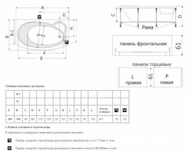 Ванна  190x110 гидро,аэромассаж, спина БРОНЗА, + смес. Calipso Bronze,(экран, каркас, слив-перел),Акция: хромотер.,эл.кнопки,контр.GNT в Подар Thermolux Infinity 190x110   INFINITY (гидр + аэро + спин массаж + хромотерап)