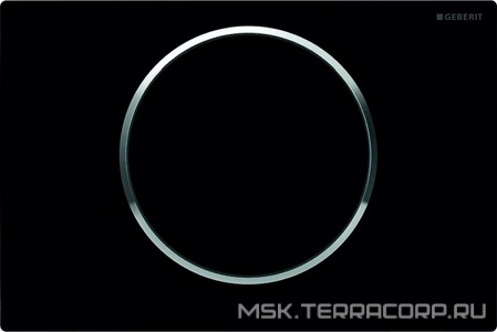 Клавиша одинарного смыва, смыв/стоп, (панель и клавиша цв.чёрный, кольцо глянцевый хром, пластик), Sigma10 ZZ Geberit Sigma 10 115.758.KM.5