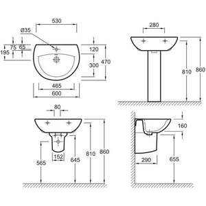 Раковина 60х47,  белая ZZ Jacob Delafon Patio E4159NG-00