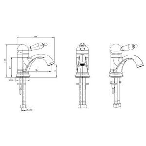 Смеситель для раковины, однорычажный, без донного клапана, золото Boheme Tradizionale 281