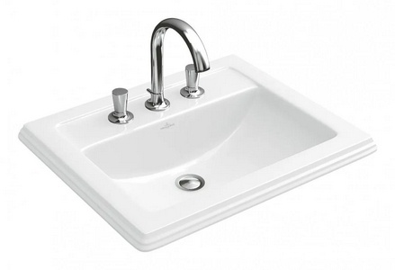 Раковина встраиваемая 630х525 мм, 3 отв. д/смес., (R2 Star white ceramicplus),  ZZ Villeroy & Boch Hommage 7102A1R2