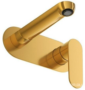 Смеситель для раковины, встраиваемый в стену, излив 188мм, (цв.брашированное золото),  ZZ Cezares Stylus STYLUS-BLI1-BORO-W0