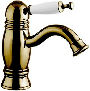 Смеситель для раковины, с д/к, (цв. бронза, ручка цв. белый),  ZZ Gaia Canterbury RB6319 BR