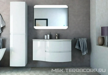 Шкафчик подвесной совместимый с базой под раковину, распашная дверь, левый, 34x40x55см, (цв.Bianco lucido),  ZZ Cezares Vague 44228