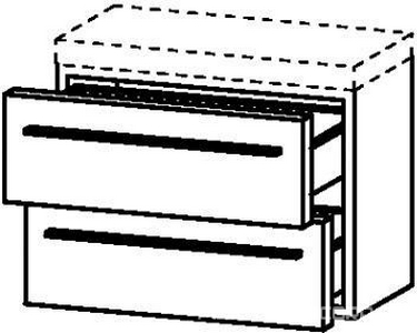 Шкаф подвесной 500х360хh440мм, 2 выдв. ящика, (!!!БЕЗ столешницы арт.065С!!!), (цв. декор. тик), ручки, крепёж в компл.,  ZZ Duravit X-Large 2206/04