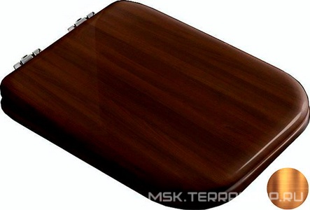 Сиденье для унитаза, с микролифтом, (дерево цв.орех, петли цв.бронза),  ZZ Kerasan Waldorf 418640