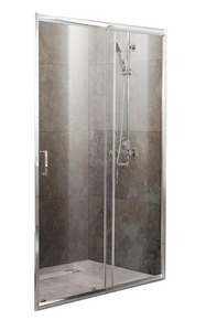 Дверь для душа, в нишу (1200-1350)хh1900мм, сдвижная, 1 дверь, 1 неподв.секция, правая/левая, (стекло прозрачн.5мм, фурн.цв.хром),  ZZ BelBagno Unique UNIQUE-BF-1-120/135-C-Cr