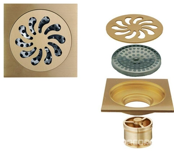 Трап сливной CANYON d40, с декоративной решеткой 100х100 мм, с мех-м обратным клапаном, бронза XX Veragio Canyon VR.CAN-2006.BR