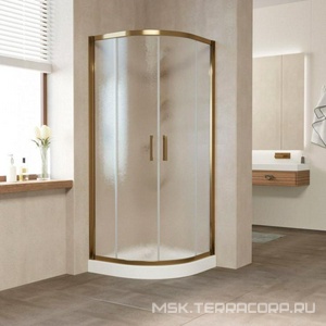 Душевое ограждение , 90*90*1900, профиль бронза, стекло "шиншилла", БЕЗ поддона Vegas Glass ZS ZS900502