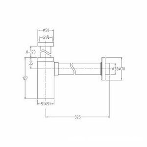 Сифон для раковины, 1 1/4, квадратный, (латунь, сталь цв.хром), Square  ZZ Allen Brau Infinity 5.21027-00