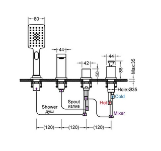 Смеситель на брт ванны Timo Torne 4330/00-16Y на борт ванны, 36x26x22 см, цв белый/хром матовый, ZZ Timo torne 4330/00-16Y